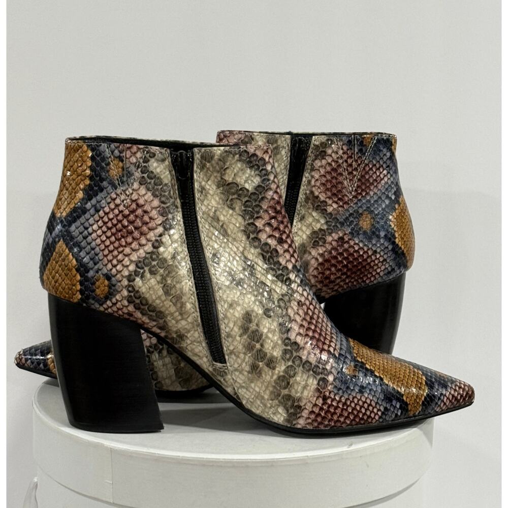 Jeffrey Campbell Kiani Snake Print Western Pointed Toe Sculptural Heel Booties 7 - Picture 4 of 9
